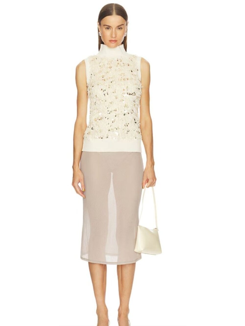 NWT Nonchalant Label Wila Sleeveless Top Faux Feather Sequin Size XS $375 [jb]